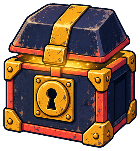 A glowing TypeKO loot crate with its lid lifted
